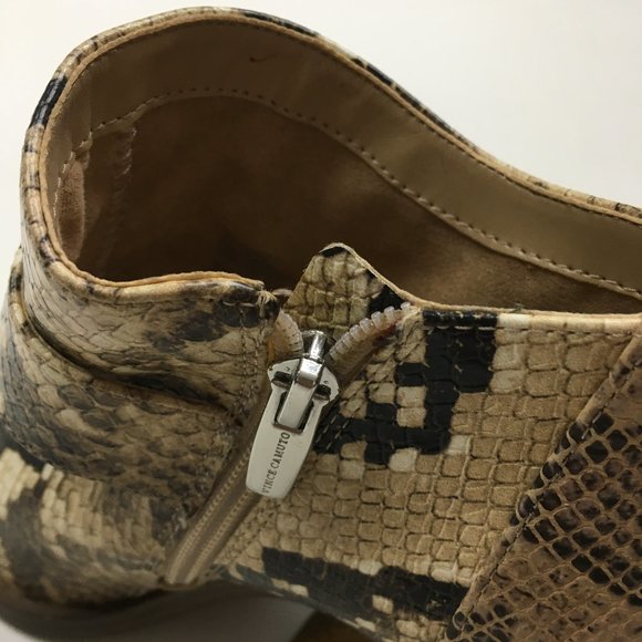 NWOB VINCE CAMUTO Cream Beige Brown Python Block Heel Booties Shoes - Picture 7 of 10